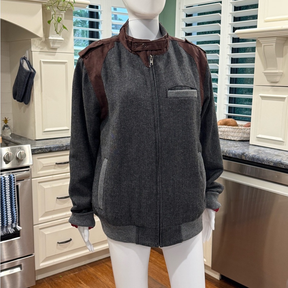 Slate & Stone Gray and Brown Herringbone Jacket M